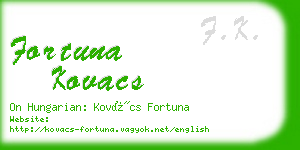 fortuna kovacs business card